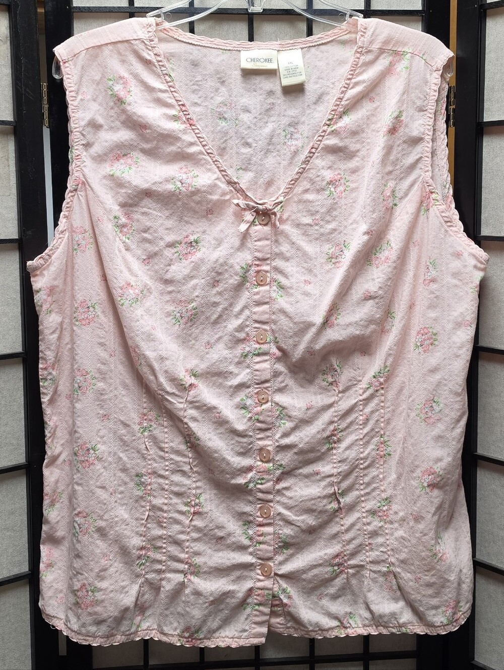 🌸 Cherokee Pink Floral Pajama Tank Womens XXL 2X Y2K 2000s